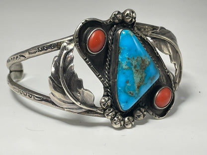 Wholesale Vintage Morenci Navajo Turquoise Sterling Silver Bracelet .925