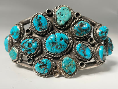 Wholesale Cluster Vintage Navajo Turquoise Sterling Silver Bracelet .925