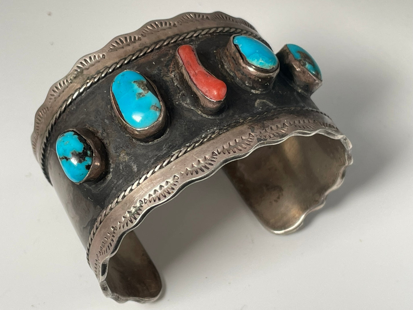 Wholesale larger vintage Navajo Turquoise Sterling Silver Bracelet .925