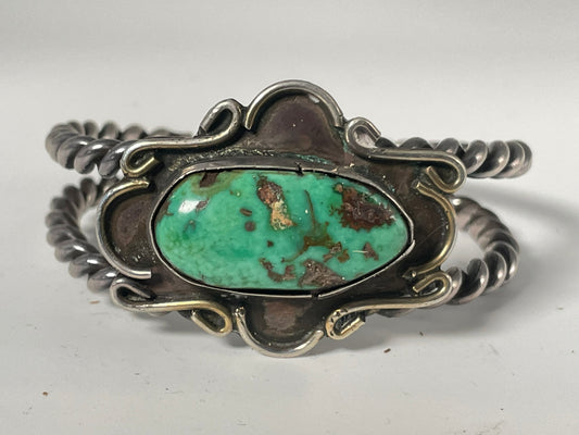 Wholesale Coiled Vintage Navajo Turquoise Sterling Silver Bracelet .925