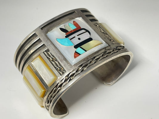 Wholesale Heavy Vintage Zuni Turquoise Sterling Silver Bracelet .925