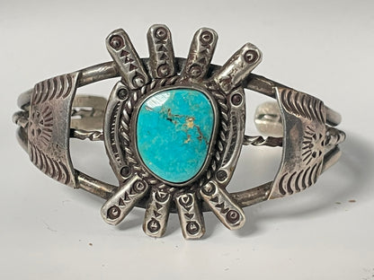 Wholesale Vintage Spike Navajo Turquoise Sterling Silver Bracelet .925