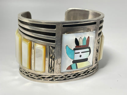 Wholesale Heavy Vintage Zuni Turquoise Sterling Silver Bracelet .925