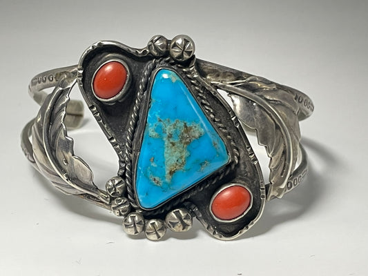 Wholesale Vintage Morenci Navajo Turquoise Sterling Silver Bracelet .925