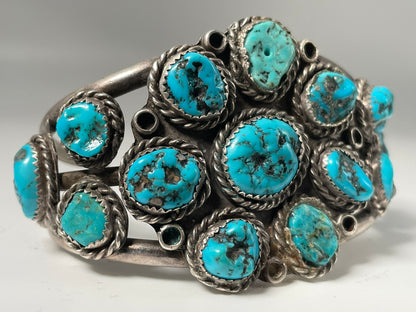 Wholesale Cluster Vintage Navajo Turquoise Sterling Silver Bracelet .925