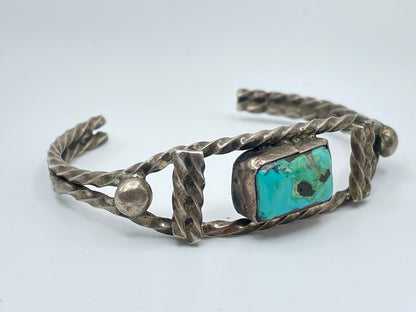 Navajo Square Turquoise Sterling Silver Bracelet .925