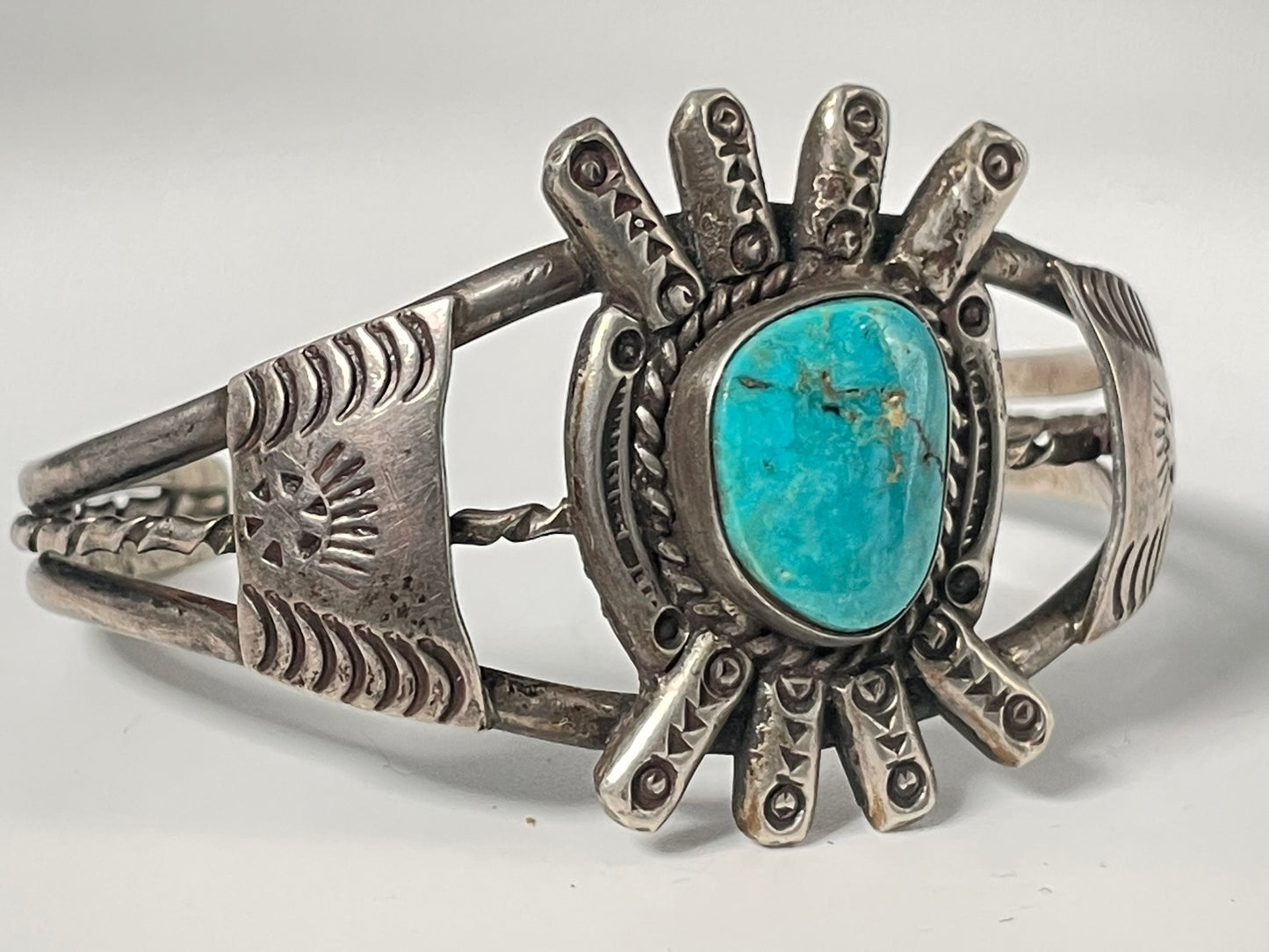 Wholesale Vintage Spike Navajo Turquoise Sterling Silver Bracelet .925