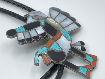 Vintage Zuni Eagle Turquoise Sterling Silver Bolo .925