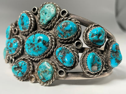 Wholesale Cluster Vintage Navajo Turquoise Sterling Silver Bracelet .925