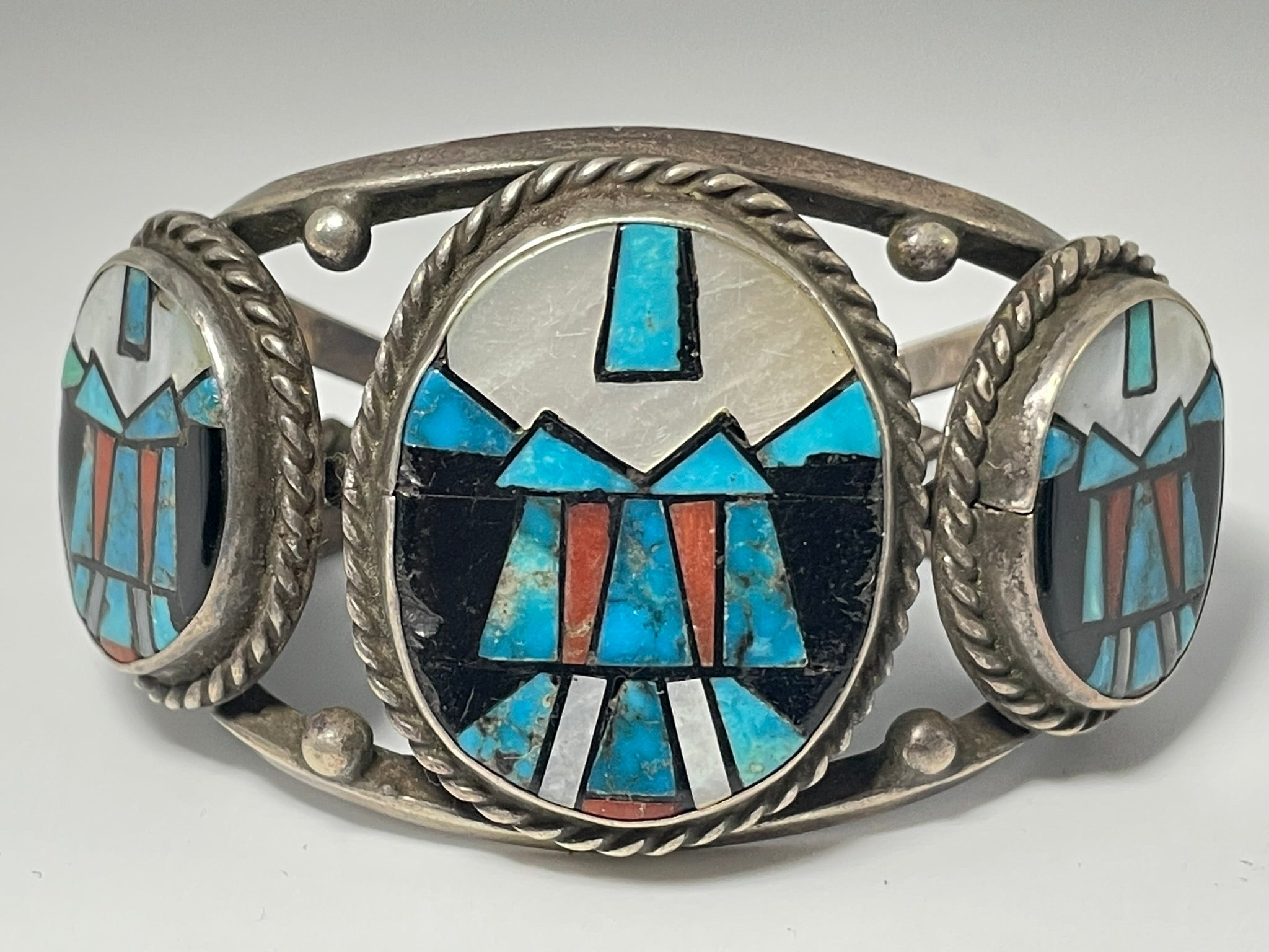 Heavy sterling silver and turquoise inlay 2024 native men’s ring 925