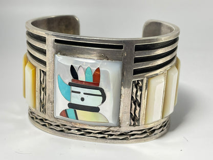 Wholesale Heavy Vintage Zuni Turquoise Sterling Silver Bracelet .925